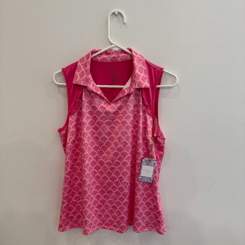 NWT Stella Parker Ruffle Raglan Polo Shirt